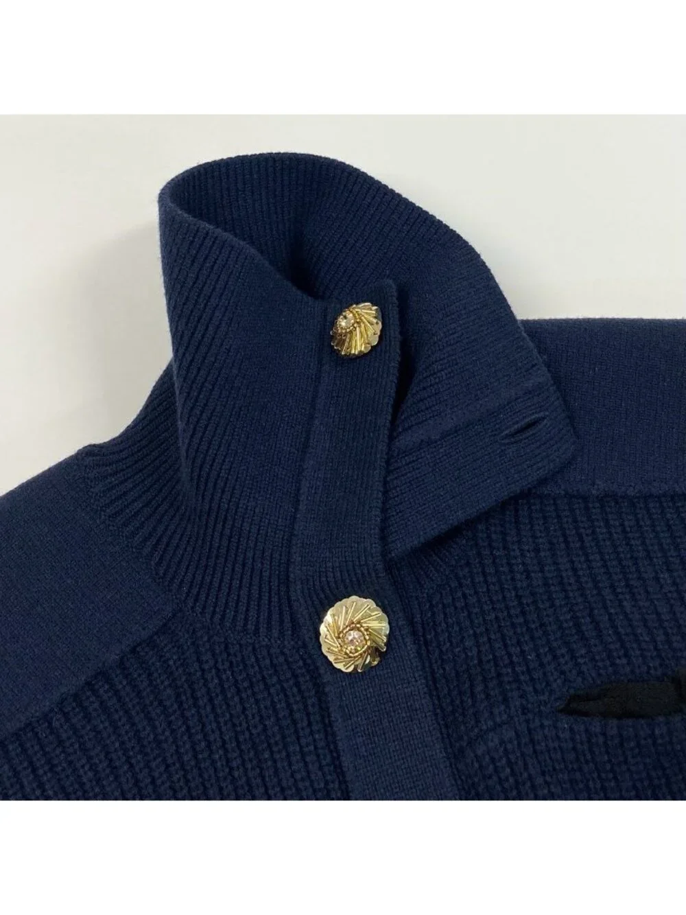 Louis Vuitton Jewel Button Sleeveless Cardigan Wool Cashmere Blend Night Blue XS